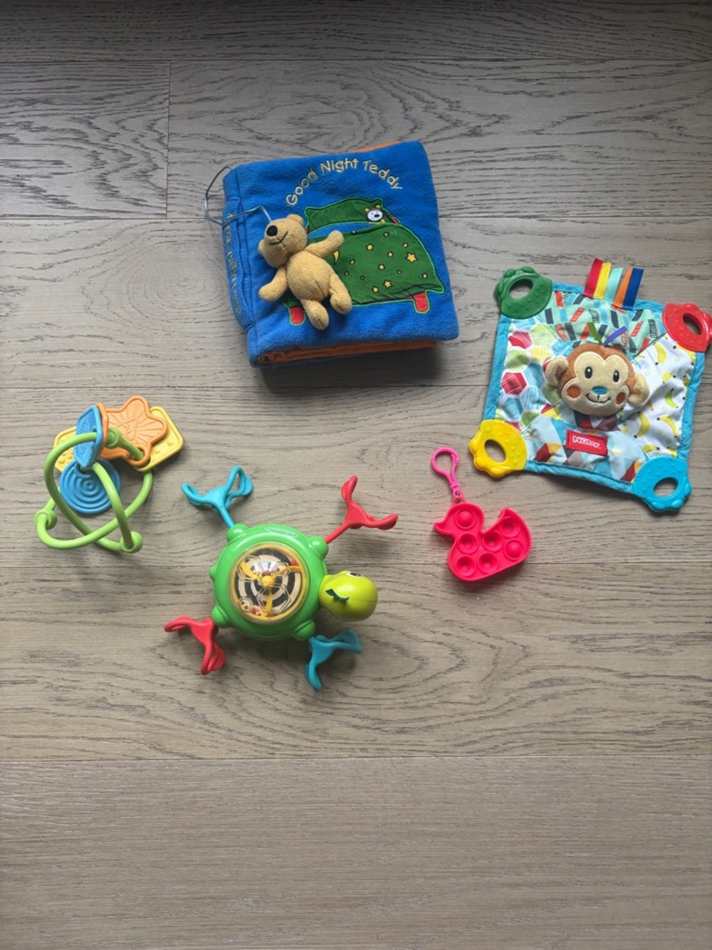 Assorted Kids Toy Bundle - Bright Multicolor Plush, Rattle & Teether